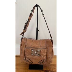 VTG Y2K Juicy Couture Brown Distressed Leather Purse Hobo Shoulder Bag 90’s Boho